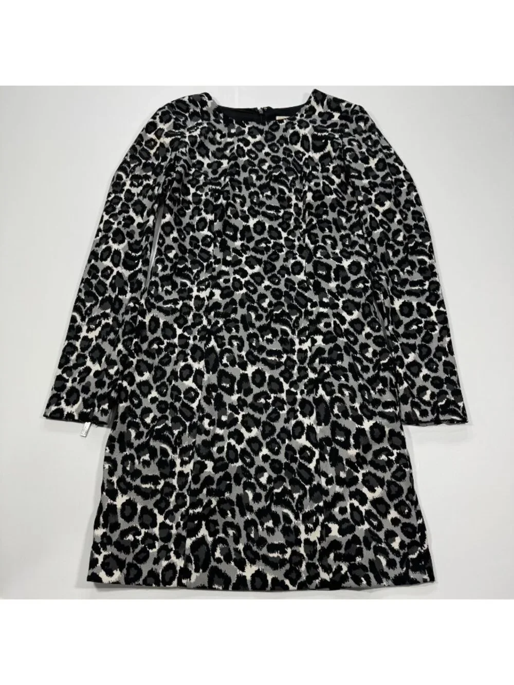 Michael Kors Dress Women's 2 Black Leopard Print Black White Mini Shift Linen